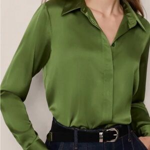Elegant Green Satin Essential Blouse